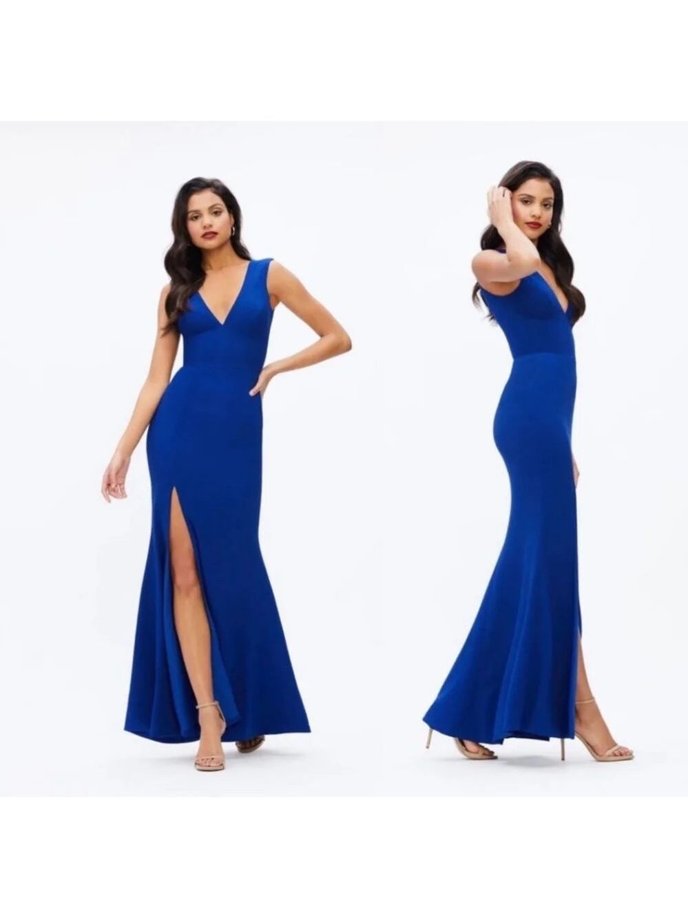 NWOT Dress the Population Sandra Gown Electric Blue Dress Size L